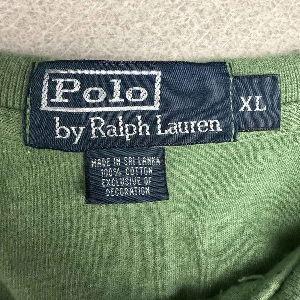 Polo Ralph Lauren Polo Shirt Men XL Green Collared Logo High Low Hem Cotton XL